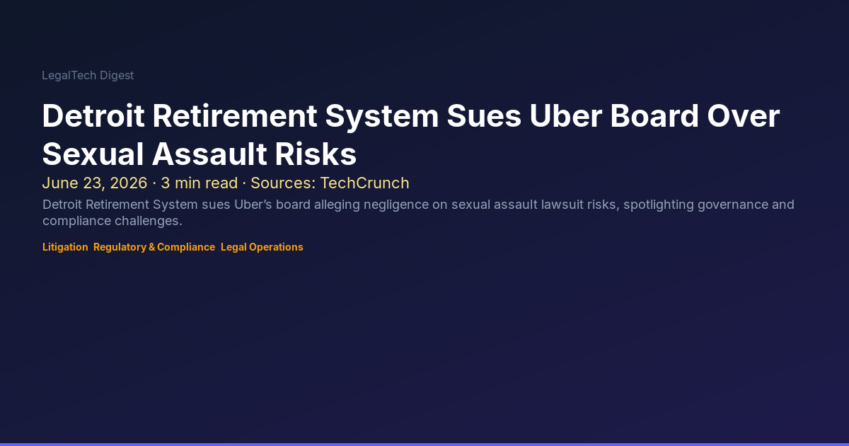 Detroit Retirement System Sues Uber Board Over Sexual Assault Risks ...