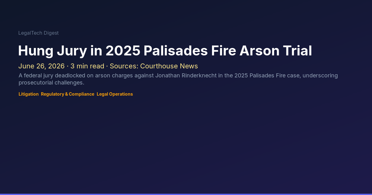 Hung Jury in 2025 Palisades Fire Arson Trial | LegalTech Digest